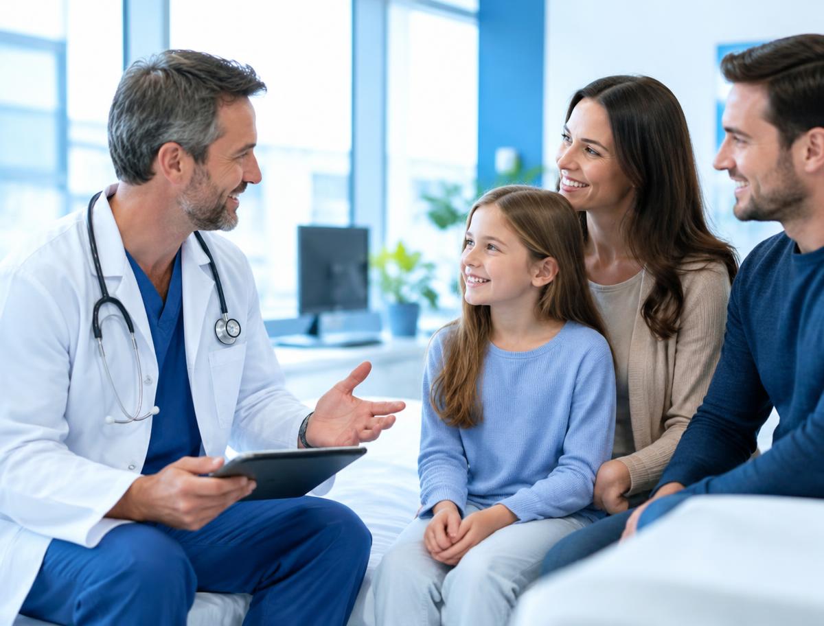 Doctor with patient family